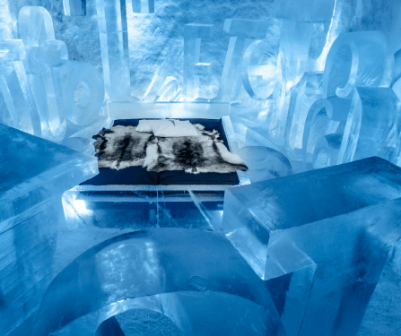 ice hotel bedroom